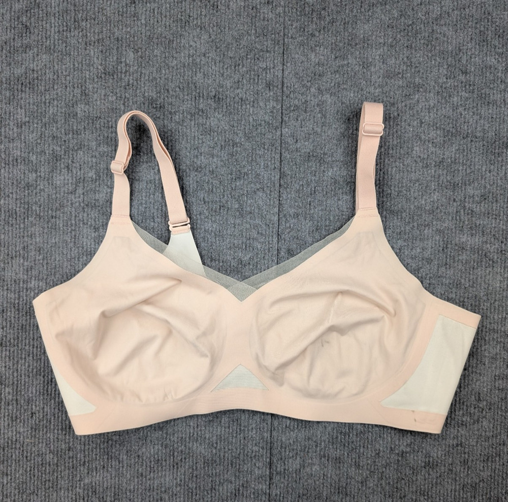 Honey Love Crossover Bra Womens 1X Tan Nude Adjustable Wireless Comfort Classic